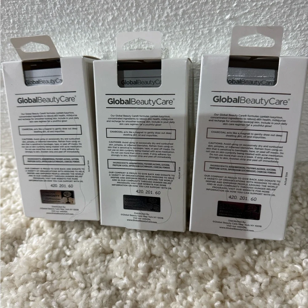 3 NIB Global Beauty Care Charcoal Nose Strips (18/box)‎